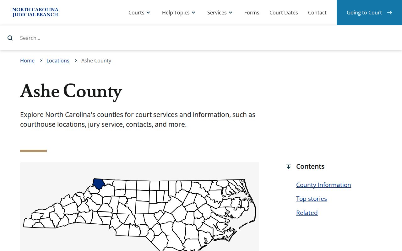 Ashe County case search support through the Ashe County court hub