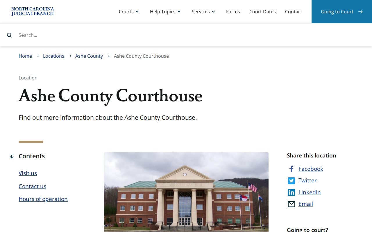 Ashe County courthouse for court records access