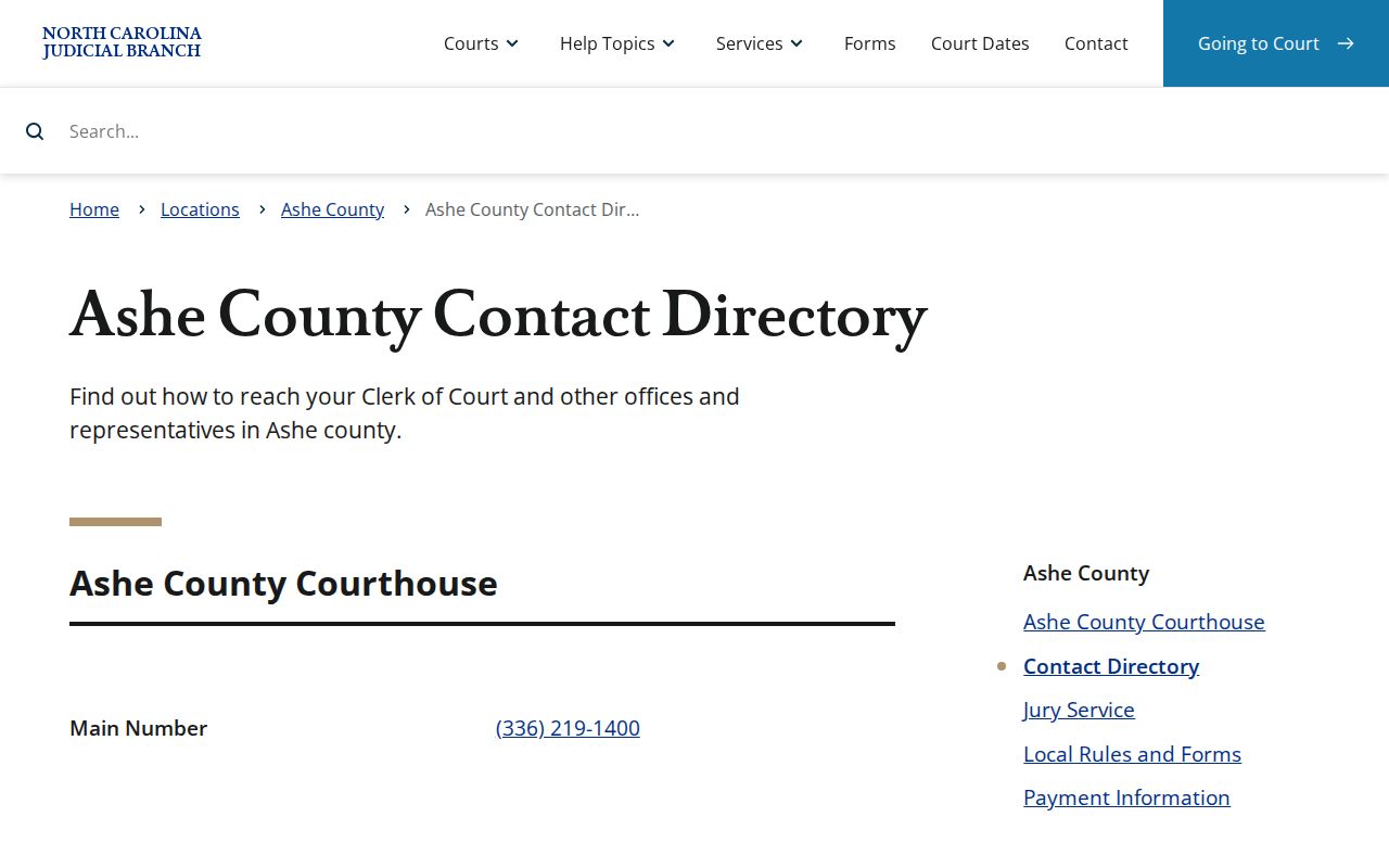Ashe County clerk contact for court records