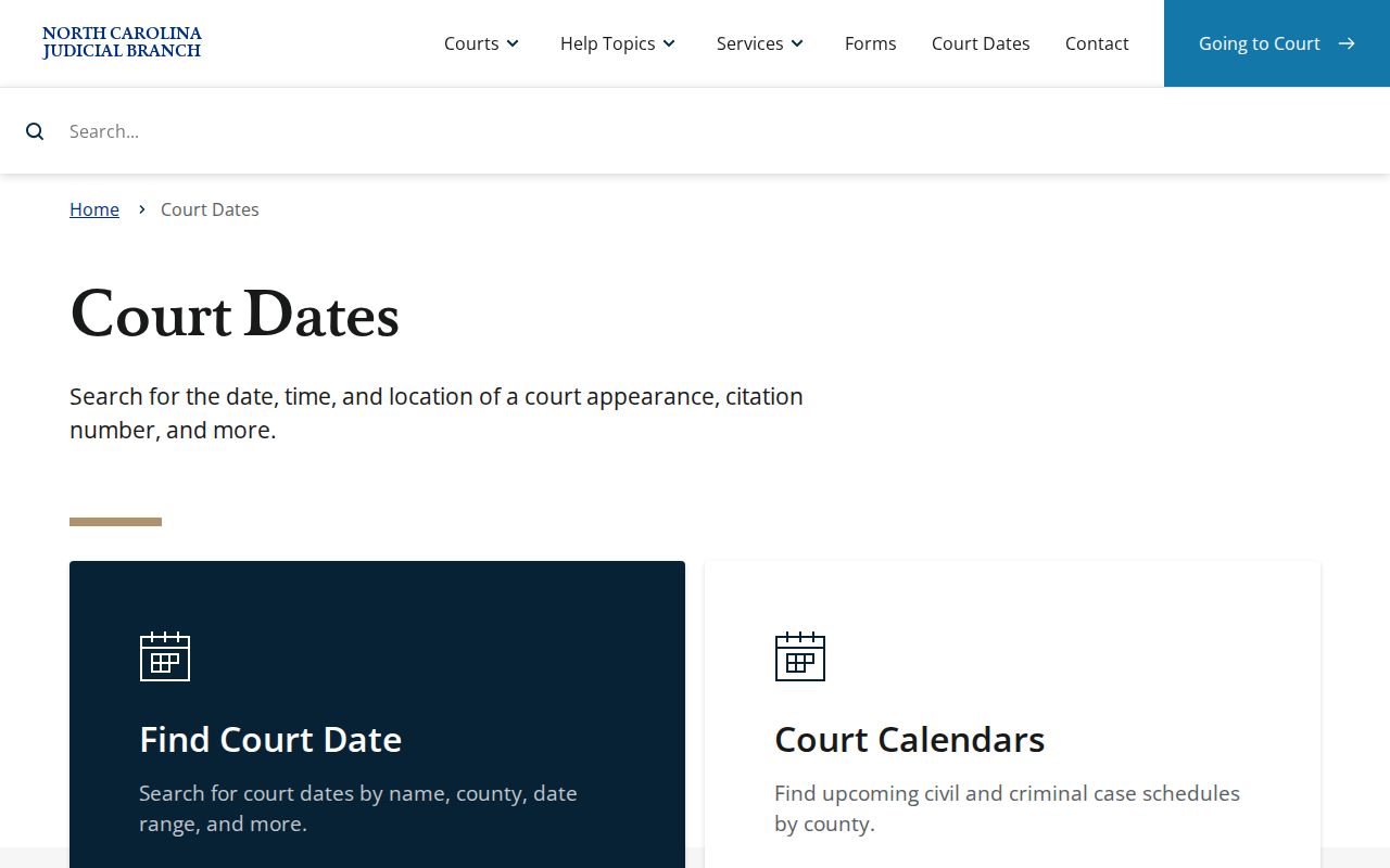 Ashe County court docket court dates access through North Carolina