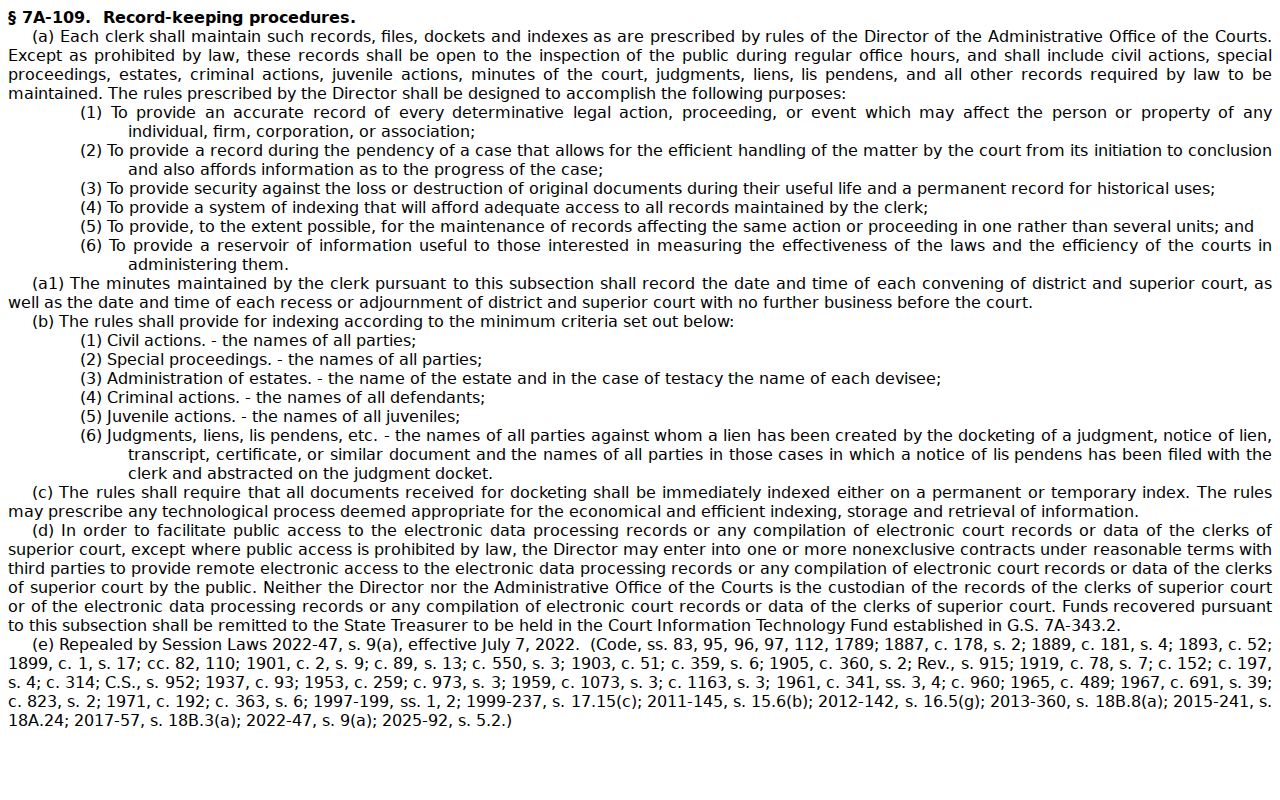 Jefferson court docket public inspection statute